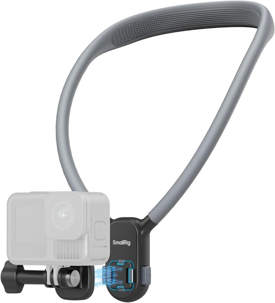 SMALLRIG Magnetic Neck Mount for Action Camera, Quick Release One-Click Button & Ergonomic Design, for GoPro Hero 12/11/10/9, for DJI Action 4/5, for Insta360 Ace Pro 2-5126