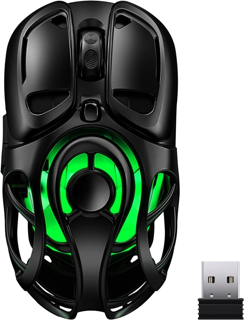 Wireless Gaming Mouse, Tri-Mode 2.4G/USB-C/Bluetooth 5.3 RGB Wireless Mouse, 10000 DPI, 60Hrs Battery, Ultra-Light Ergonomic Design, Rechargeable Computer Mice Compatible with PC Mac Laptop