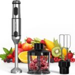 Immersion Blender Handheld GAVASTO Hand Blender,20 Speeds and Turbo Mode Hand Mixer, 3-in-1 Heavy Duty Copper Motor Stainless Steel