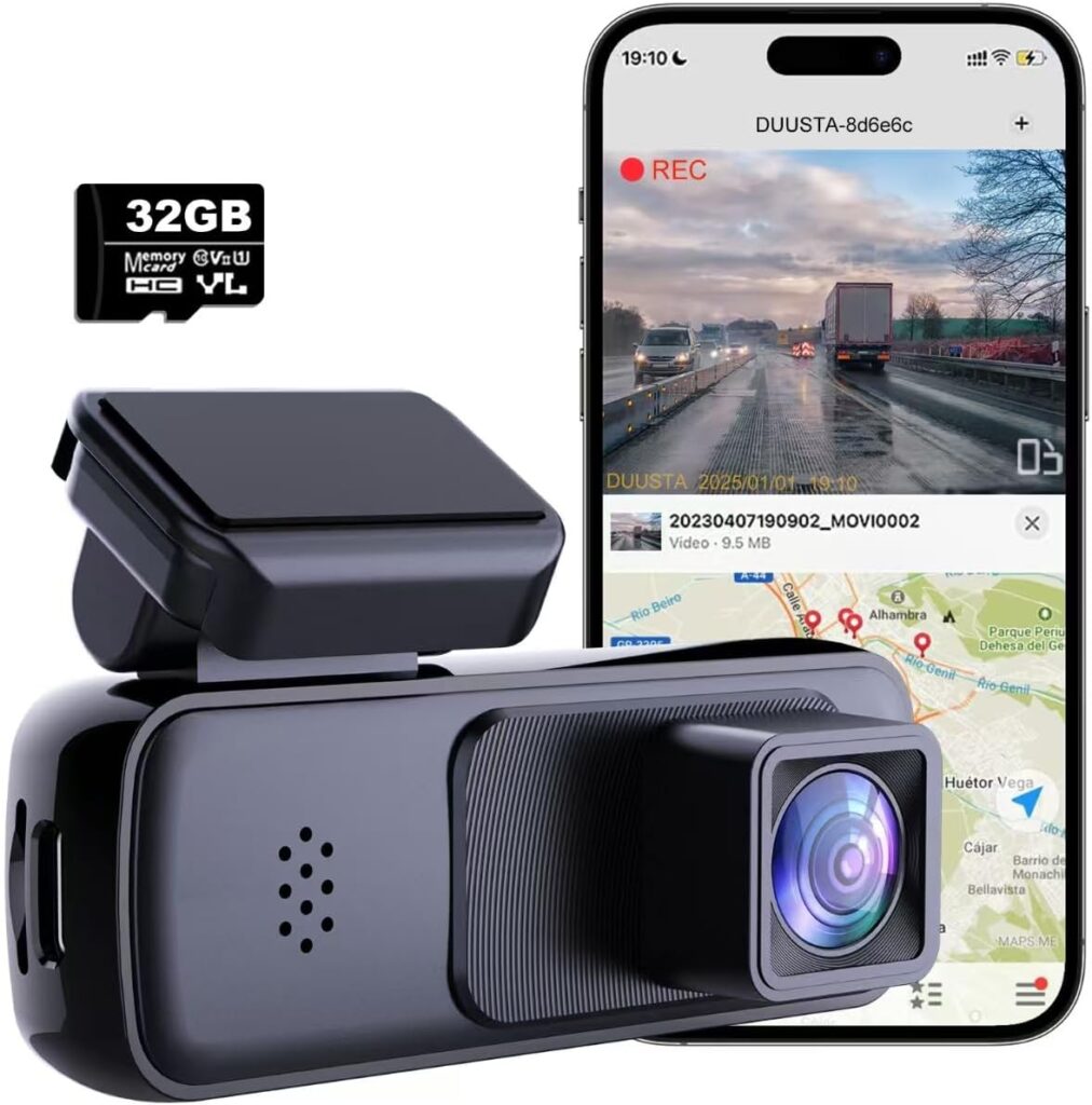 Dash Cam Front, 2K/1440P QHD Dash Camera for Cars Free 32GB Card Included, 170° Wide Angle WDR Dashcams Mini Built in WiFi & APP Control, Night Vision, G-Sensor, Loop Recording