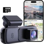 Dash Cam Front, 2K/1440P QHD Dash Camera for Cars Free 32GB Card Included, 170° Wide Angle WDR Dashcams Mini Built in WiFi & APP Control, Night Vision, G-Sensor, Loop Recording
