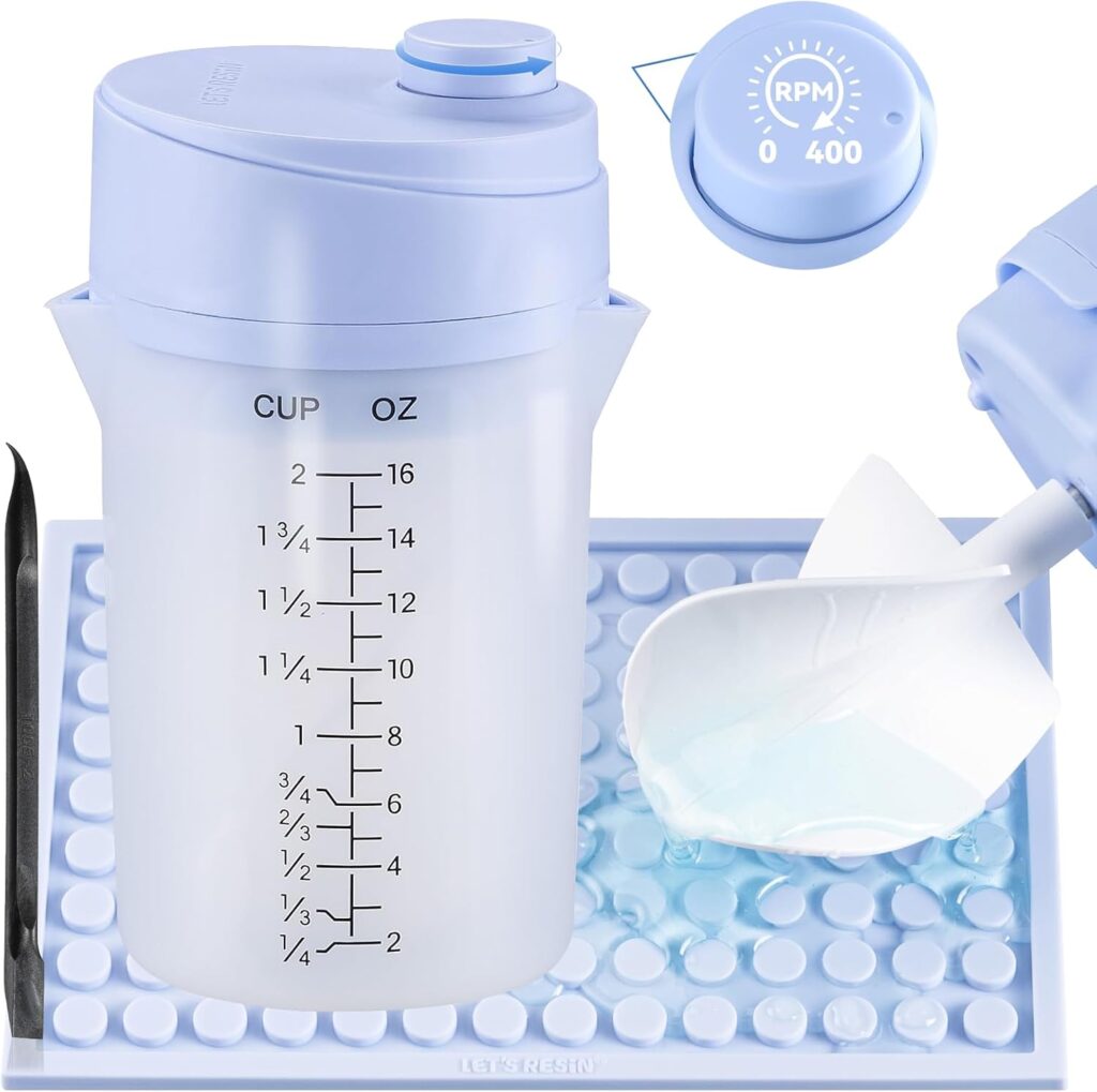 LET’S RESIN Upgraded Mini Auto Resin Mixer, Hands-Free Easy Clean Epoxy Mixer with 16fl.oz Silicone Mixing Cup, Stepless Speed Continuous Electric Epoxy Resin Mixer for Epoxy Resin, Molds, Soap Making