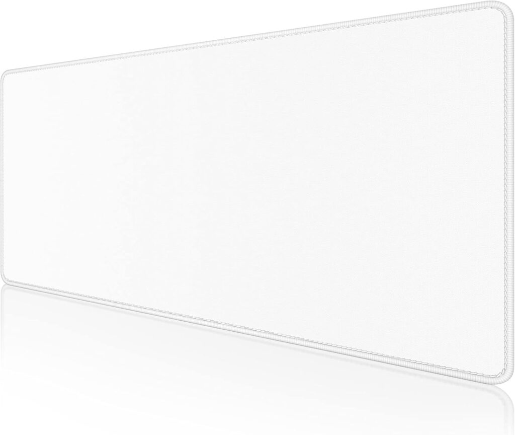 Dapesuom Large Gaming Mouse Pad, Extended Mouse Mat with Stitched Edges, Full Size Keyboard Pad with Non-Slip Base, Big XXL Computer Desk Mats for Gamer, Laptop, Office, 31.5 x 15.7in, Ivory White