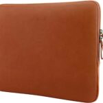 MOSISO Laptop Sleeve Bag 13.3 inch Compatible with MacBook Air/Pro, 13-13.3 inch Notebook, Compatible with MacBook Pro 14 2025-2021 M4 M3 M2 M1, PU Leather Padded Bag Waterproof Case, Brown