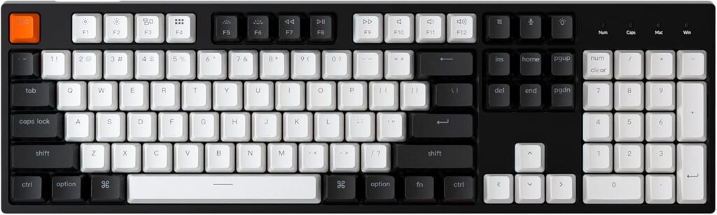 Keychron C2 Full Size Wired Mechanical Keyboard for Mac, Hot-swappable, Gateron G Pro Brown Switch, White Backlight, 104 Keys ABS keycaps Gaming Keyboard for Windows,Type-C Braid Cable