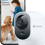 COCOCAM 2K Indoor Pan/Tilt Security Camera with 5200mAh Battery, WiFi Camera,Wireless for Baby Monitor/Pet/Home Security, AI Recognition, PIR Human Detection, 2.4G WiFi (White)