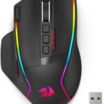 Redragon Wireless Gaming Mouse, Ergonomic Mouse 16000 DPI with Rapid Fire Key, 9 Macro Buttons, 170-Hour Durable Power Capacity and RGB Backlight Wired/Wireless Mouse for Laptop/Mac/PC