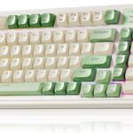 AULA S99 Gaming Keyboard, Wireless Computer Keyboards, Tri-Mode Bluetooth/2.4GHz/USB-C Custom Creamy Keyboard with Number Pad, RGB Backlit Media Knob Cute Programmable Keyboard for PC Gamer – Green