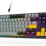 ARZOPA Wireless Mechanical Gaming Keyboard, 87 Keys RGB Backlit Gasket Mount PC Gaming, Compact Hot-Swappable Mechanical Keyboard, Sound Absorbing Pads, Custom Switch-K87