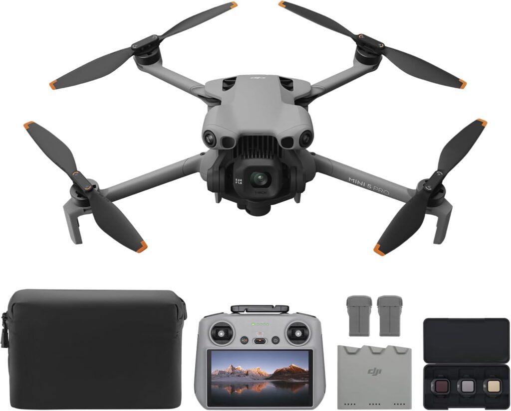 DJI Mini 5 Pro Fly More Combo with DJI RC 2, Drone with Camera, 1-Inch CMOS, 4K Drone for Beginners with Omnidirectional Obstacle Sensing, ActiveTrack 360°, 225° Gimbal Rotation, 3 Batteries
