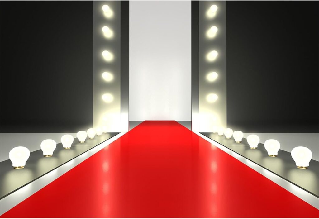 Baocicco Red Carpet Shining Spotlight Backdrop 7x5ft Photography Background Fashion Show Catwalk Show T Stage Illuminated Event Activity Business Party Entrance Modern Ceremony