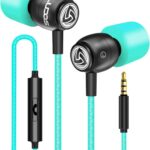 LUDOS Clamor Wired Earbuds in-Ear Headphones, 5 Years Warranty, Earphones with Mic, Noise Isolating Ear Buds, Memory Foam for iPhone, Samsung, School Students, Kids, Women, Small Ears – Turquoise