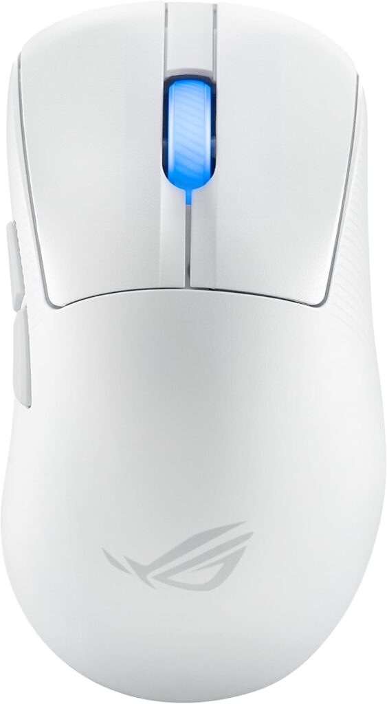 ASUS ROG Keris II Ace Wireless Gaming Mouse – Right-Handed Ergonomic, 54g, Tri-Mode Connectivity, 42K DPI, up to 107Hr Battery, PC/Mac Support – White