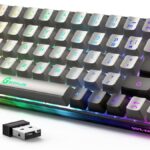 65% Wireless Gaming Keyboard, Rechargeable, LED Backlit, Plug-and-Play, Ultra-Compact Anti-ghosting No-Conflict Keyboard for PC Laptop Windows (Grey-Black)