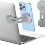 Magnetic Phone Holder for Laptop for MagSafe for iPhone 17/16/15/14/13/12 & All Phones, 180°Adjustable Phone Side Mount for Computer Monitor for Tesla, Desktop Cell Phone Bracket, Gray