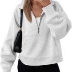 WYNNQUE Womens Sweatshirts Hoodies 2025 Fall Fashion Clothes Half Zip Pullover Cropped Fleece Sweaters Workout Soft Outfits
