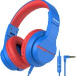 iClever Kids Headphones for School Travel, Safe Volume Limited, HD Mic Stereo Sound Over-Ear Girls Boys Headphones for Kid, FunShare Foldable 3.5mm Wired for iPad Computer, HS19