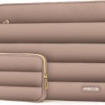 MOSISO 13.3 inch Laptop Case, 13-13.3 inch Puffy Laptop Sleeve Compatible with MacBook Air 13 13.6 M4 M3 M2 M1/Pro 13/Pro 14, HP Dell ASUS Lenovo,Polyester Horizontal Bag with Small Case, Brown