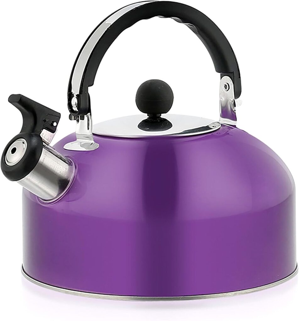 2.7 Quart (3 L) Tea Kettle, Food Grade Stainless Steel Teakettle is Best for Boiling Water, Brewing Tea, and Making Coffee (Purple)