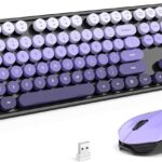 KNOWSQT Wireless Keyboard and Mouse Combo – Black-Purple Colorful 2.4G Typewriter Full-Size Cute Keyboards – USB Receiver Plug and Play, for Computer, PC, Laptop, Desktop, Windows