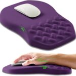 Ergonomic Slope Mouse Pad Wrist Support, Wrist Rest Mousepad for Carpal Tunnel Pain Relief with Massage Bulge and Slow Rebound Memory Foam (12×8 inch, Deep Purple)