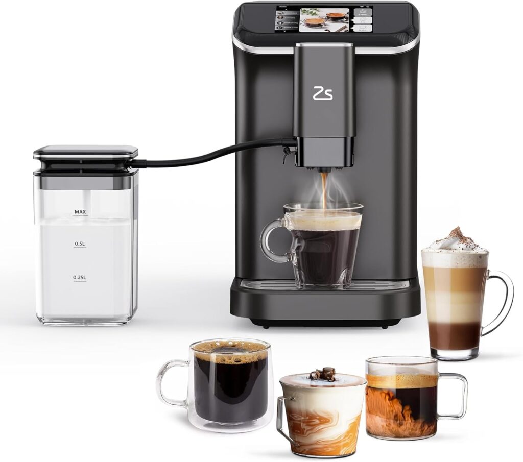 Fully Automatic Espresso Machine, 20 Bar Cappuccino Latte Machine With Optimized Frother and Convenient One-Touch Control Panel, Single/Double Shot, Removable Water Tank, Black