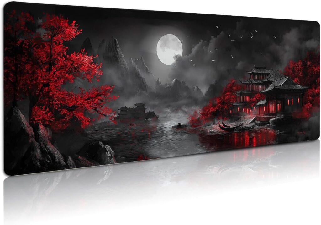 Extended Gaming Mouse Pad, Large Mouse Mat 3 mm Nature Rubber Base Mousepad with Stitched Edges, Non-Slip Desk Mat for Office Home Great Gift 31.5×11.8 Inch (Dark Canyon 5)