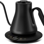 Electric Kettle, Gooseneck Electric Kettle, ±1℉ Temperature Control, Stainless Steel Inner, Quick Heating, for Pour Over Coffee, Brew Tea, Boil Hot Water, 1500W/0.9L Black