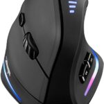 TRELC Gaming Mouse with 5 D Rocker, Ergonomic Mouse with 10000 DPI/11 Programmable Buttons, Vertical Gaming Mice Wired for PC/Laptop/E-Sports/Gamer (Black)
