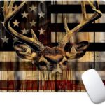 Wood Grain American Flag Hunting Deer Square Mouse pad, Texture, Waterproof, Anti Slip Rubber Base, Computer Mouse pad, Laptop Mouse pad