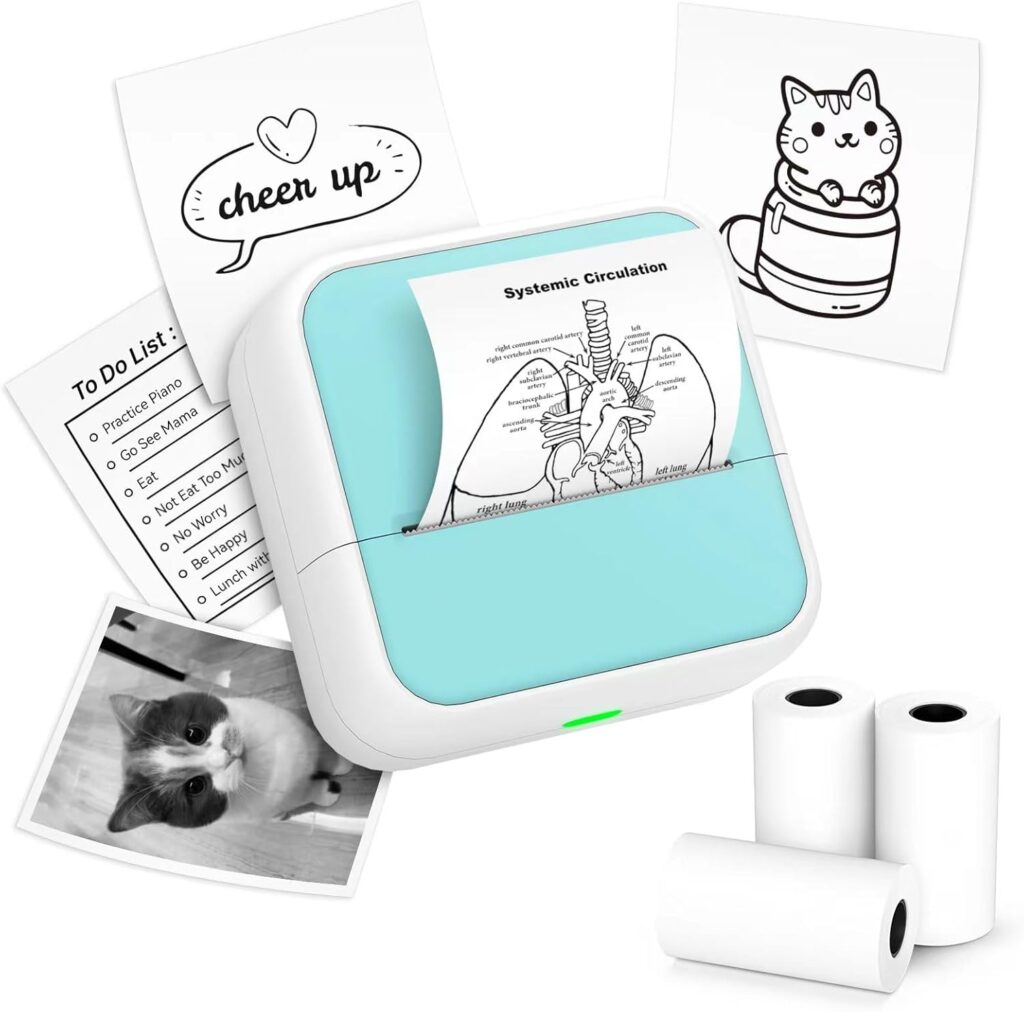 Sticker Printer – Printpods Mini Printer with Stickers, Print Pod, Bluetooth Inkless Printers, Sticker Maker, Portable Thermal Printer for iphone, Impresora Portátil for Notes, Journal, DIY, Kids Gift