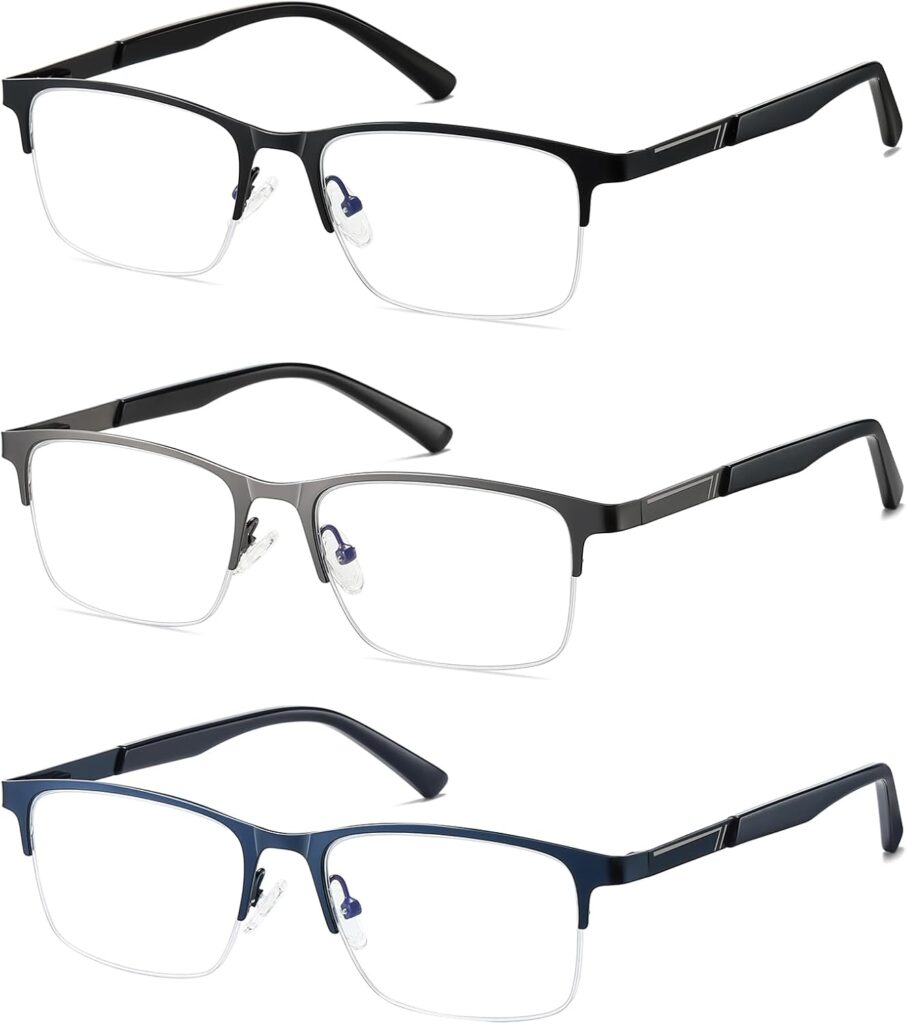 Bifocal No Line Progressive Multifocus Reading Glasses Men Multifocal Reader Blue Light Computer Metal Frame Eyeglass