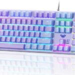 AULA Keyboard, F2088 Pro 108 Keys Purple Mechanical Red Switches Keyboard with RGB Rainbow Backlit, Removable Upper Cover,Aesthetic Media Control Knob Programmable USB Wired Keyboards for MAC PC Gamer