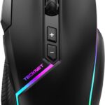 TECKNET Wired Gaming Mouse, 12,800 DPI with Optical Sensor, 8 Programmable Buttons, 13 RGB Backlit Modes, Ergonomic Design, Custom Software Gaming Mice for Laptop,PC