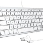 OMOTON Wired Keyboard for Mac Devices ONLY with Dual Interface, Comfortable Typing Angle & Stable Connection, Compatible with MacBook, iMac, Mac mini, PC-White