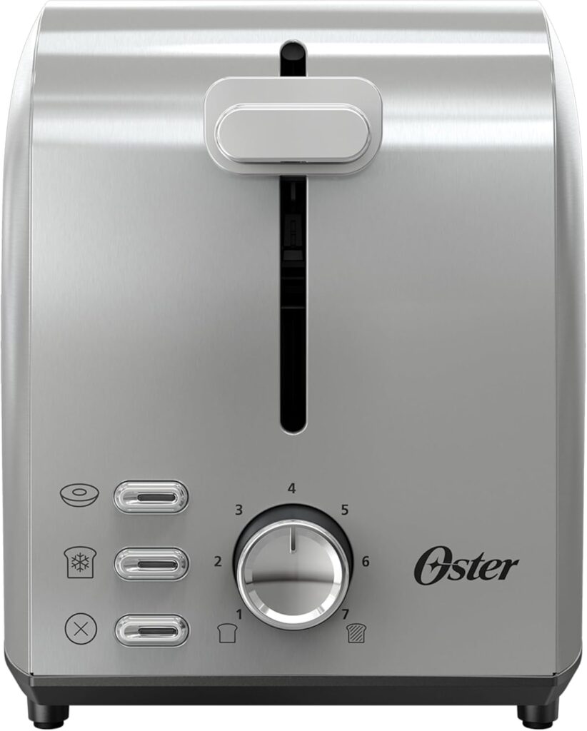 Oster 2-Slice Toaster with Extra Wide Slots, Bagel Toaster, Stainless Steel