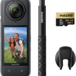 Insta360 X4 Get-Set Bundle – 8K Waterproof 360 Action Camera, 4K Wide-Angle Video, Invisible Selfie Stick, Removable Lens Guards, 135 Min Battery Life, AI Editing, Stabilization