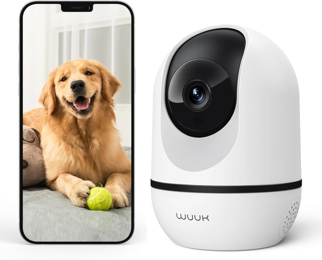 WUUK 4MP Indoor Security Camera, Pan Tilt Cam for Baby Monitor, Wi-Fi Home Security Pet Camera for Dog or Cat, Motion Detection & Tracking, Night Vision, 2-Way Audio, Compatible with Alexa & Google