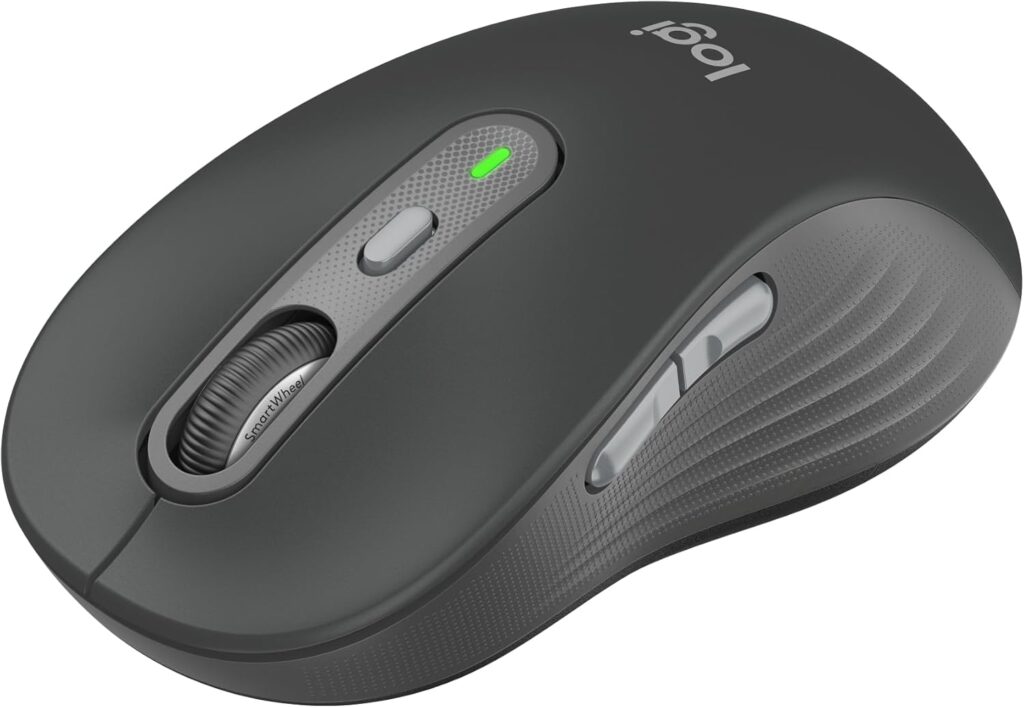 Logitech Signature Plus M750 L Wireless Mouse – for Large Hands, SmartWheel, Bluetooth, Multi Device, 24-Month Battery, Silent Clicks, Customizable Side Buttons, Contoured Shape – Graphite