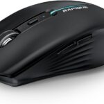 RAPIQUE Bluetooth Wireless Mouse – (BT1/BT2+USB) Tri-Mode High Performance, Rechargeable, Quiet Click, Multi-Device Compatibility for Laptop, Computer, MacBook, Tablet, PC (Black)