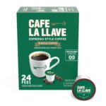 Cafe La Llave Espresso-Style Dark Roast Coffee Pods for Keurig K-Cup Brewers – Bold, Rich Flavor – 24 Count Single Serve Recyclable Capsules- Family Crafted