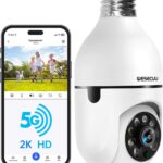 WESECUU Light Bulb Security Camera -5G& 2.4GHz WiFi 2K Security Cameras Wireless Outdoor Motion Detection and Alarm,Two-Way Talk,Color Night Vision,Human Detection, Bulb Camera Compatible with Alexa