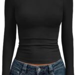 AUTOMET Womens Long Sleeve Shirts Basic Compression Going Out Crop Tops Fall Fashion Y2K Clothes 2025
