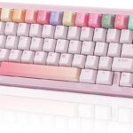 YUNZII B68 Wireless Mechanical Keyboard,Tri-Mode BT5.0/2.4GHz/USB-C,Cute PBT Keycaps,Hot Swappable Creamy Typing Gasket Mounted,RGB Backlit NKRO for Win/Mac (Pink, Cocoa Cream V2 Switch)