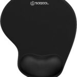 Soqool Mouse Pad, Ergonomic Mouse Pad with Comfortable Gel Wrist Rest Support and Non-Slip PU Base for Easy Typing Pain Relief, Durable and Washable, Classic Black