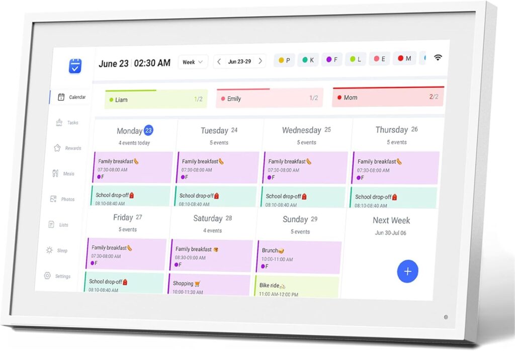 Mezed 15.6″ Smart Digital Calendar, Meal Schedule, Duty Chart, HD Smart Touch Screen Home Interactive Electron Calender – Built-in Digital Photo Frame Function, Wall-Mountable (white, 15.6)