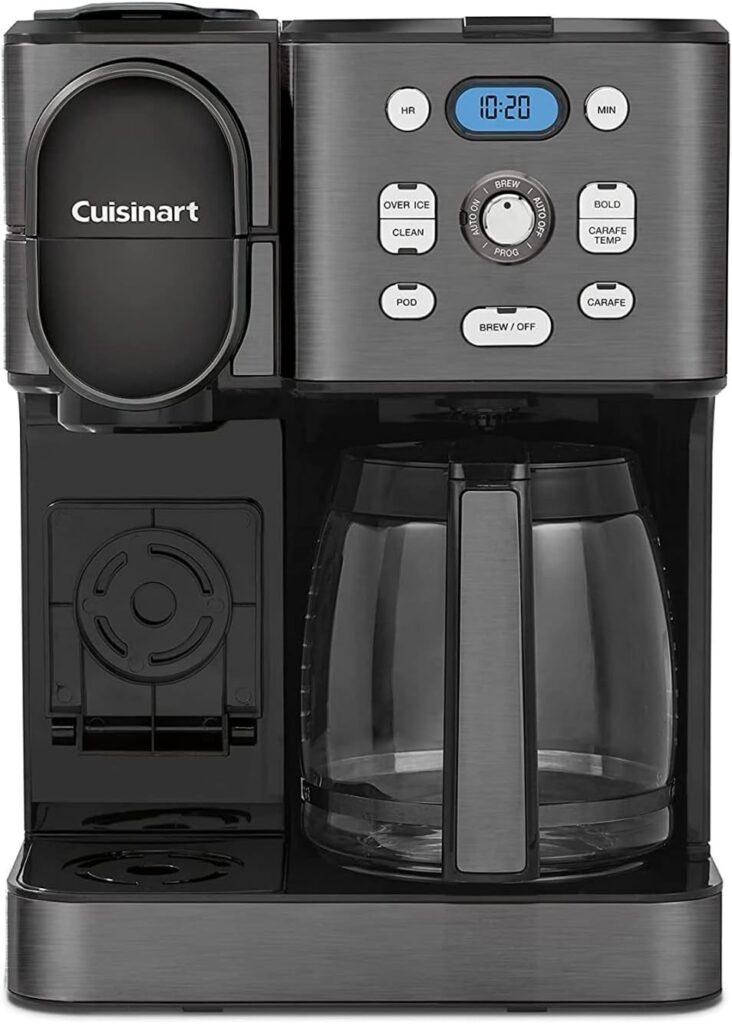 Cuisinart Coffee Maker, 12-Cup Glass Carafe, Automatic Hot & Iced Coffee Maker, Single Server Brewer, Black Stainless Steel, SS-16BKS