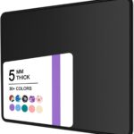 Mouse Pad, 30% Thicker Black Computer Pad, Anti-Slip Rubber Mouse Mat with Stitched Edges for Gaming, Office, Laptop, PC, Women & Men, 8 x 10 Inch Thick 5 mm, Modern Design, Square