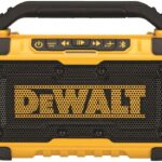 DEWALT 20V MAX Bluetooth Speaker, 100 ft Range, Durable for Jobsites, Phone Holder Included, Lasts 8-10 Hours with Single Charge (DCR010)