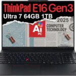 Lenovo ThinkPad E16 Gen 3 Business AI PC Laptop (16″ FHD+ Anti-Glare, Intel 16-Core Ultra 7 255H (> i9-13900H), 64GB DDR5 RAM, 1TB SSD) Thunderbolt 4, Fingerprint, 5MP Webcam, Win 11 Pro, 2025